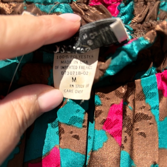 Vintage Andrea Gayle Skirt Petite Size Medium Pleated 80s 90s Retro Pink Green - Picture 6 of 6